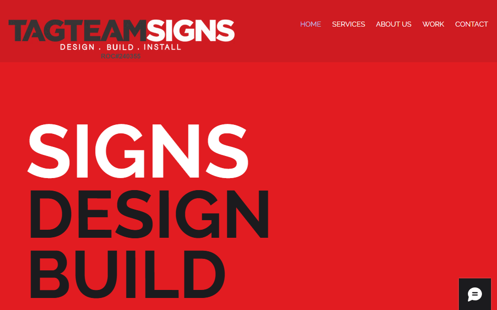 Tag Team Signs - An example of bad website design at #46