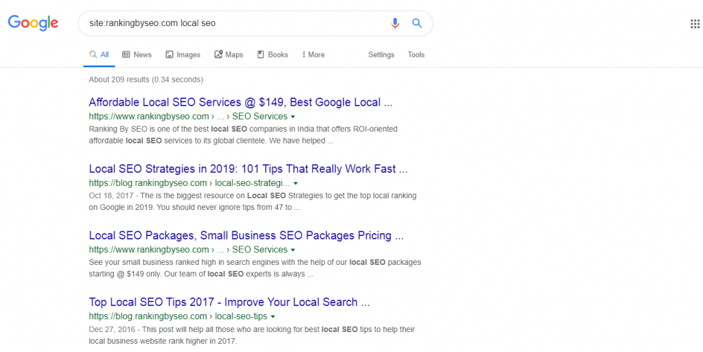 google site specific search