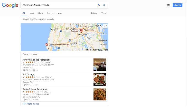 Google Map Result