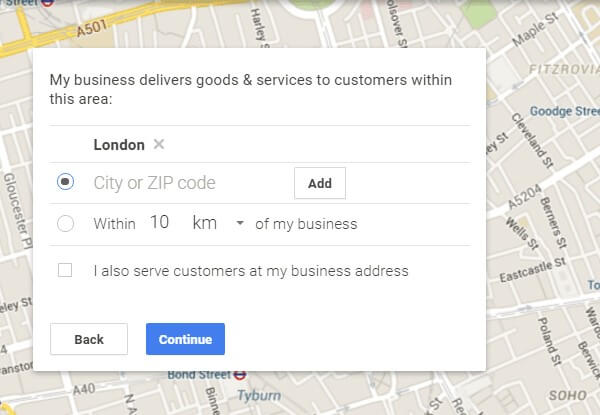 google radius