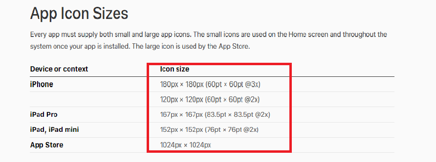 App Icon Size for Apple App Store