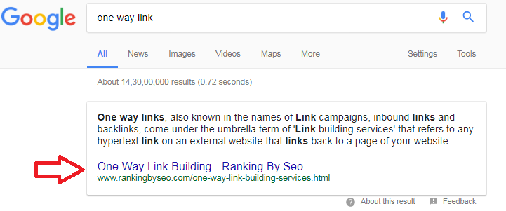 Google's Featured Snippet for one way link