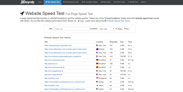 KeyCDN Website Speed Test