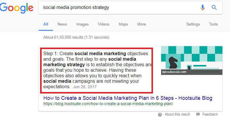 Snippet for social media promotion strategy