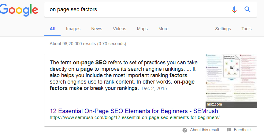 on page SEO factors