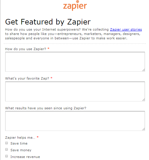 Zapier form