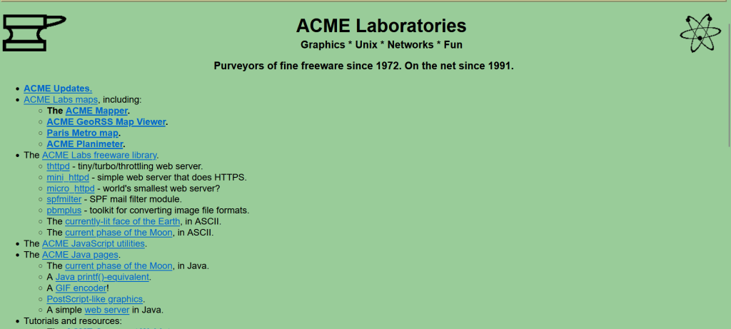 At #12 - Ugly website of Acme Laboratories