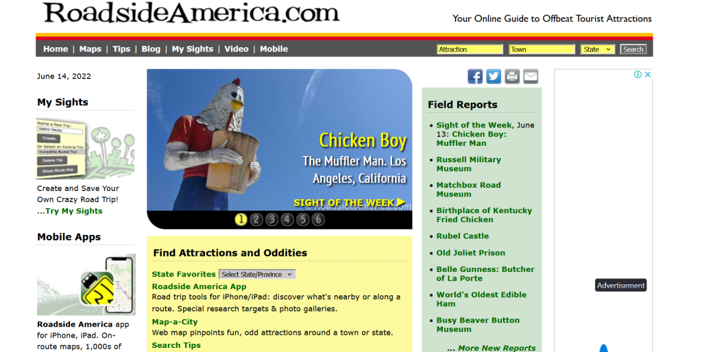 #30 Roadside America -  Example of Poorly designed websites