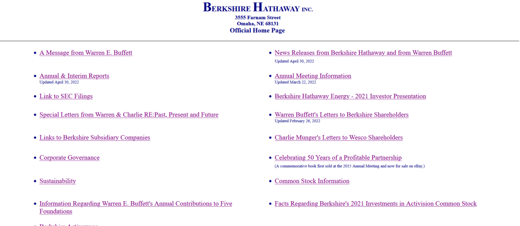 Berkshire Hathway's Worst Website in our list at 4th number