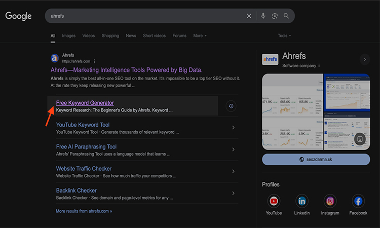 Ahrefs to research accountants keywords