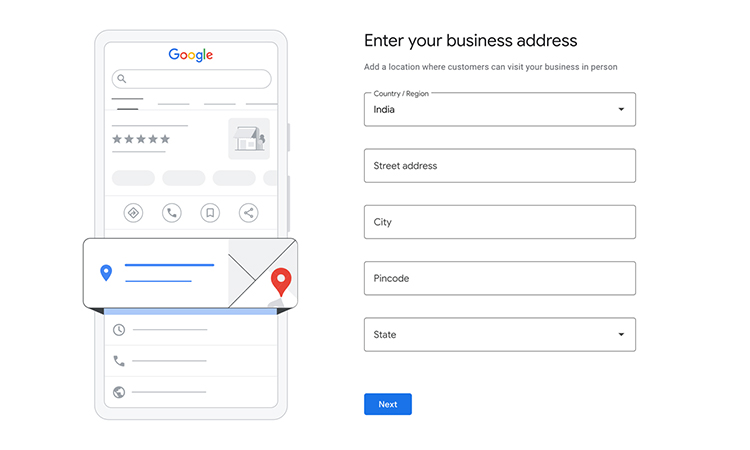 Enter your Business Address- seo for accountants
