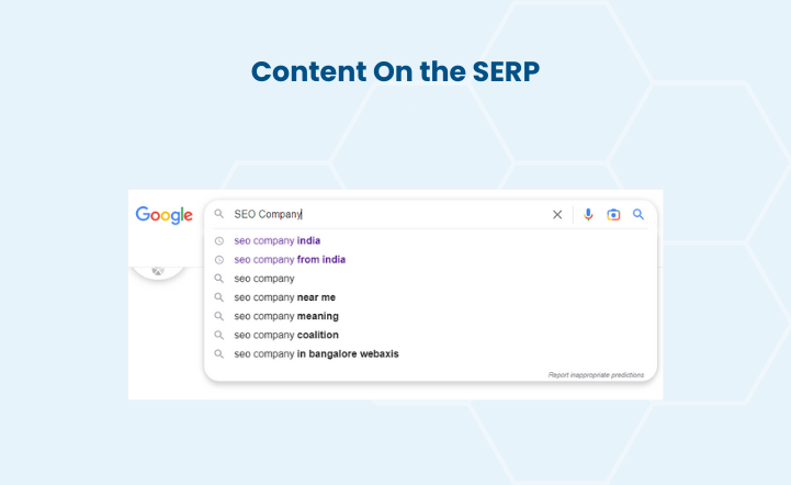 Content on the SERP