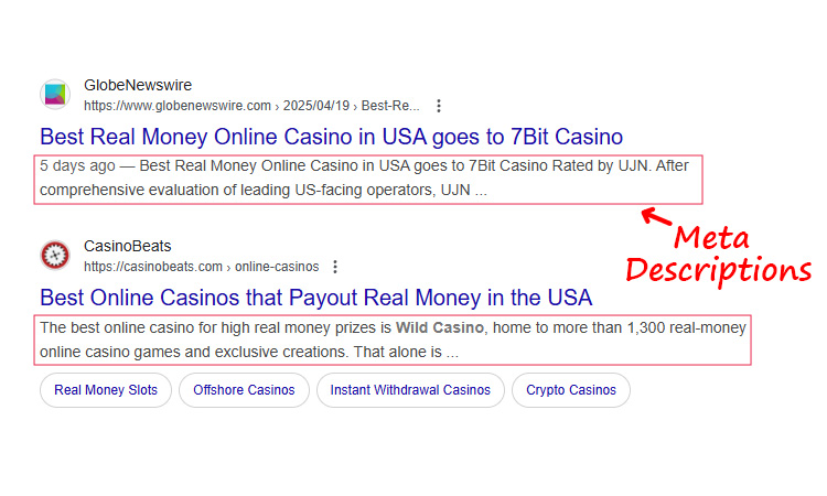 SEO optimized Meta Descriptions