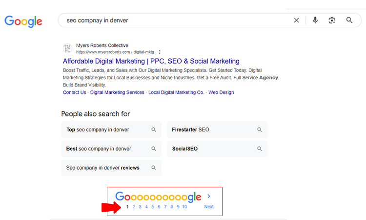 google first page ranking