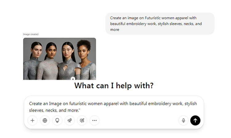 Create an Image on futuristic women's apparel