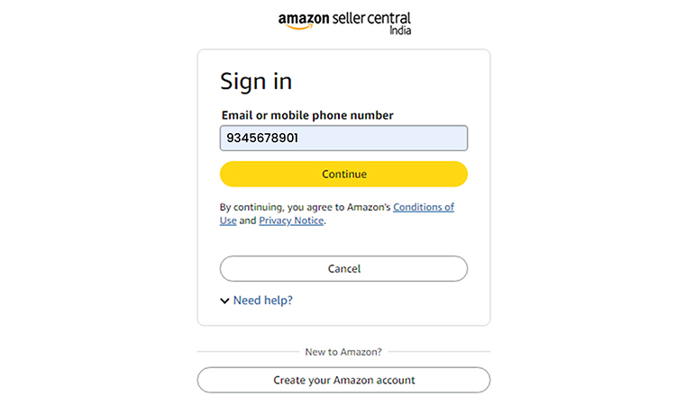 log in to your Amazon Seller Central account
