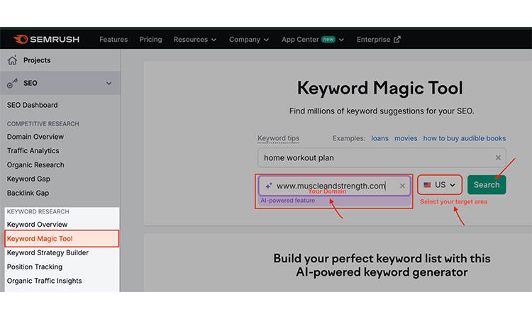 Keyword Magic Tool