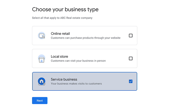 real estate business type