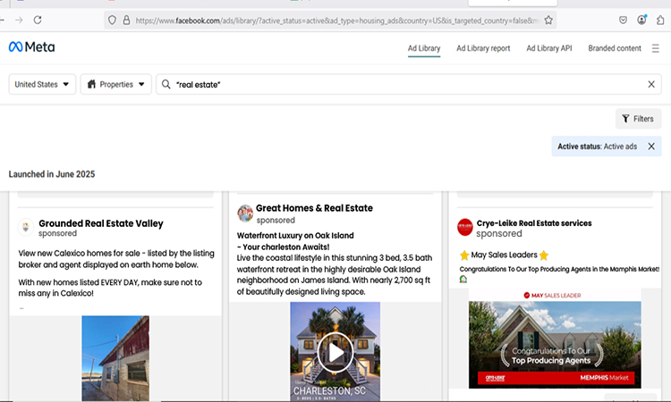 Facebook library- real estate facebook ads
