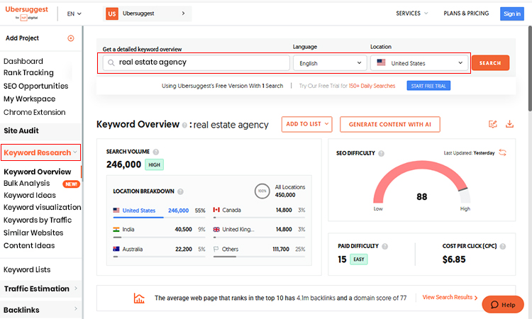 Ubersuggest Gives You A Bunch Of Keywords- Real Estate Video Marketing