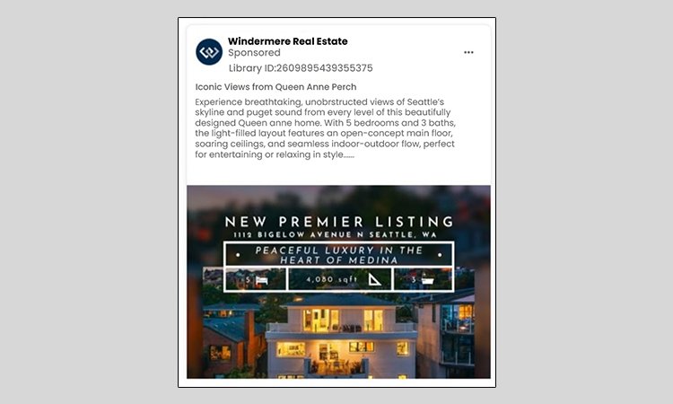 Windermere Real Estate- real estate facebook ads