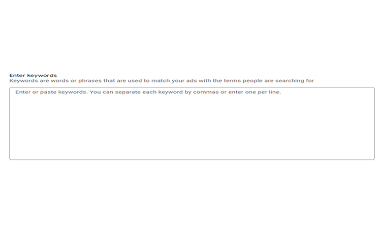 Enter the selected keywords google ads