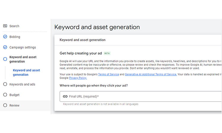 keyword and asset generation