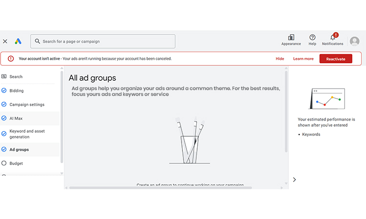 Create an Ad Group- ppc for painters