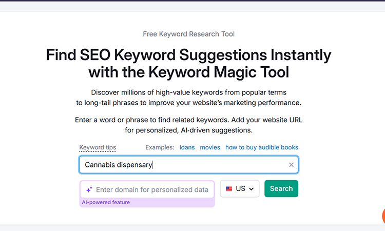 Keywords research for Cannabis dispensary