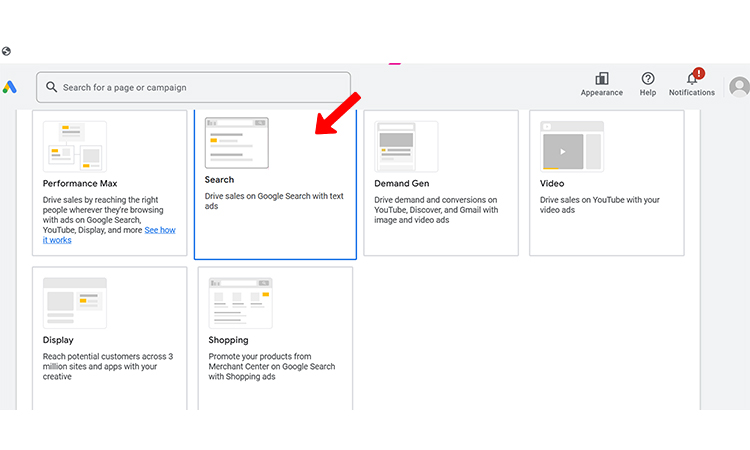 Select Campaign Type- ppc for painters