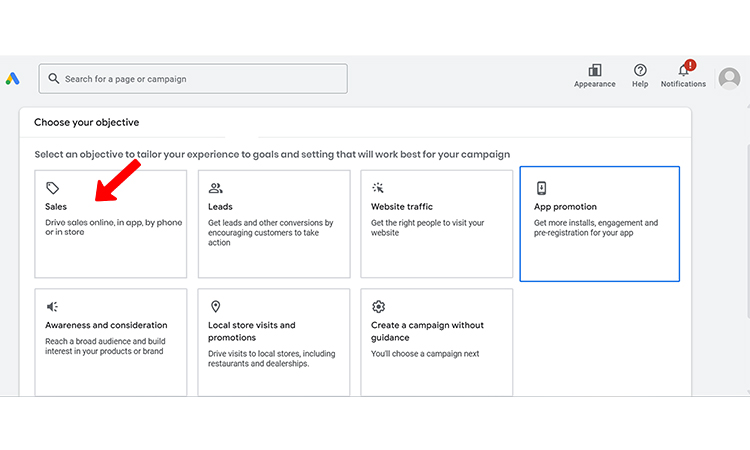 choose your campaign objectives- ppc for painters