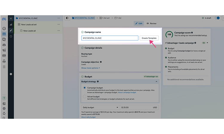create a template for your campaign