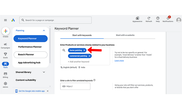 related keyword ideas- ppc for painters