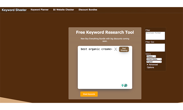 Keyword Sheeter