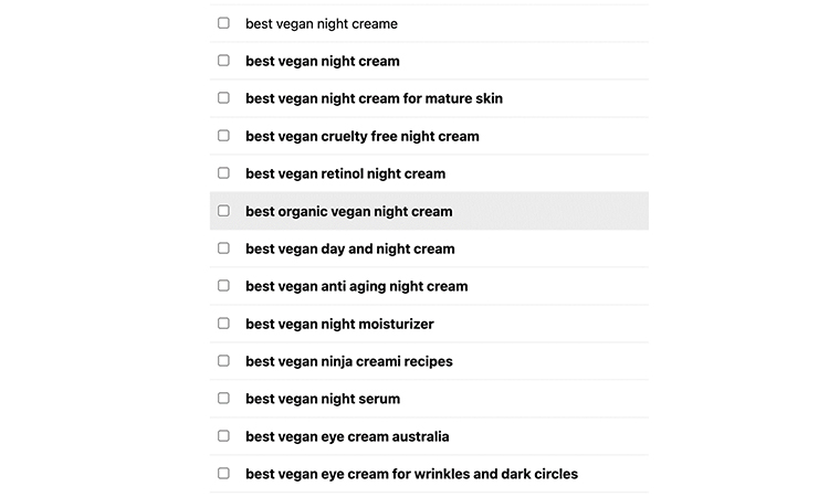 comprehensive keyword ideas