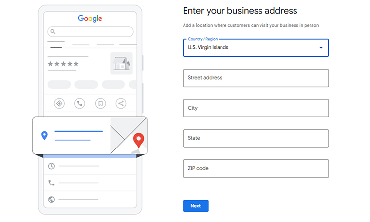 Add Address in google business profile