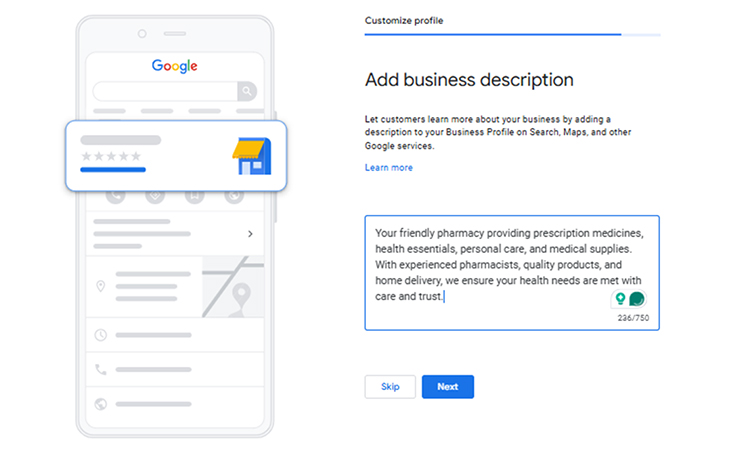 Add business description