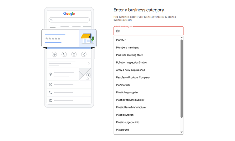 Enter a Business Category 