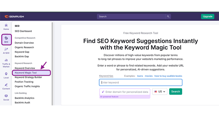 Semrush Keyword Magic Tool