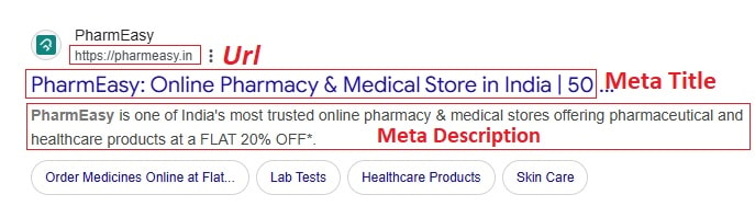 meta title, meta description and url  example