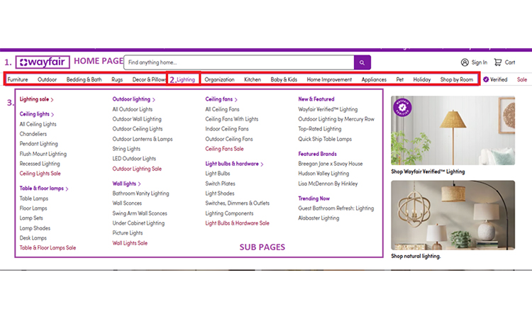 Wayfair Homepage