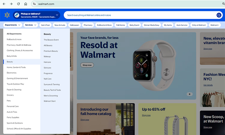 Walmart user interface, URL & schema hygiene