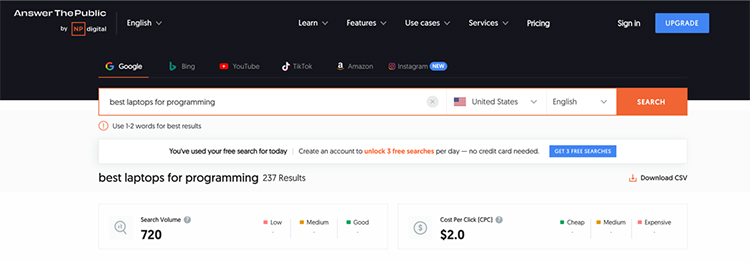 Answer the public keyword tool