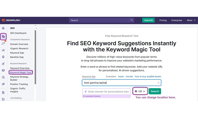 Keyword Research in semrush