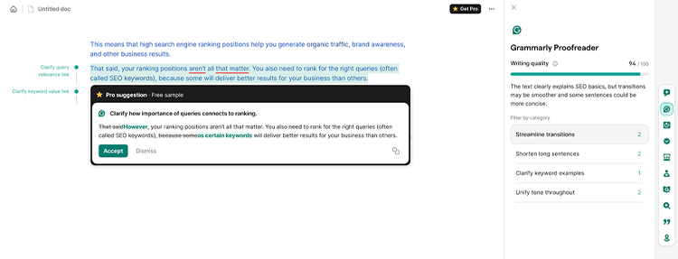 Grammarly catches grammar mistakes