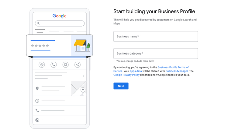 business listing on Google
