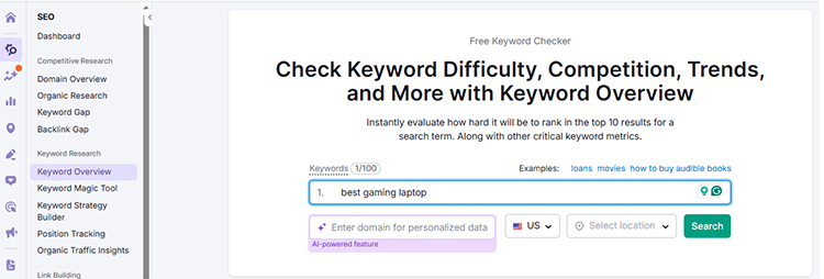 Research Keywords With Semrush Keyword Tool
