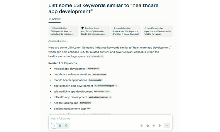 lsi keywords for app developement