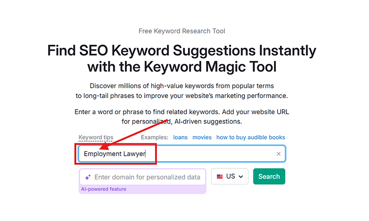 SEMrush keyword research