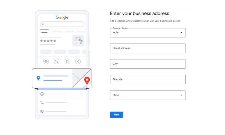 enter business address